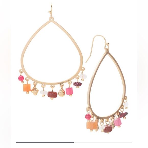 Style & Co. Red Beaded Teardrop Dangle Earrings - Picture 1 of 6